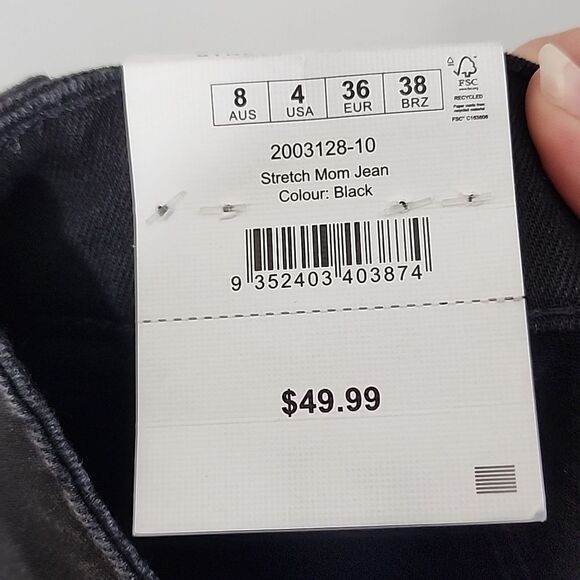 Cotton On Black Stretch Mom Casual Jeans size 4 NWT - Picture 5 of 11
